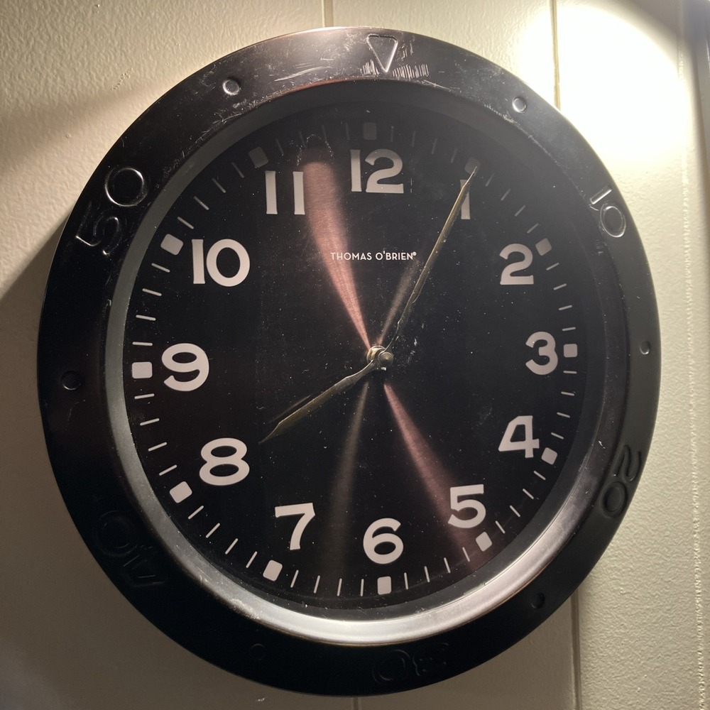 Wall Clock Thomas O'brien Gunmetal Bronze Look 13.5" Diameter for Office or Home